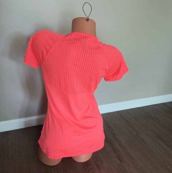RBX Women's Neon Orange Active Wear Eyelet Short Sleeve Shirt Size Small - Picture 4 of 6